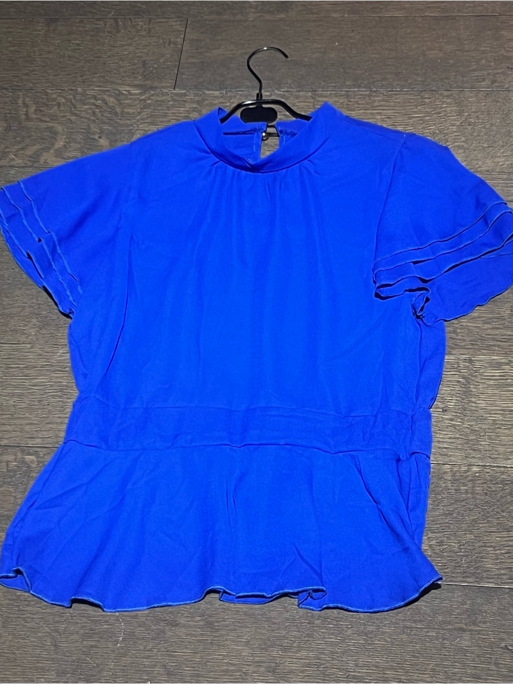 Women's Cobalt Blue Short Sleeve Peplum Blouse